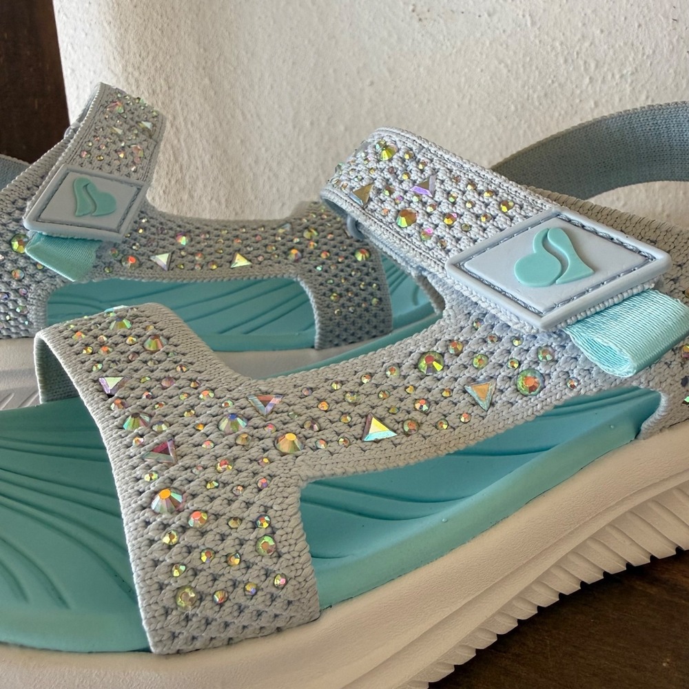 Skechers Ultra Flex 3.0 Girls Rhinestone Sandals Youth Size 1 See Measurement - Picture 9 of 14